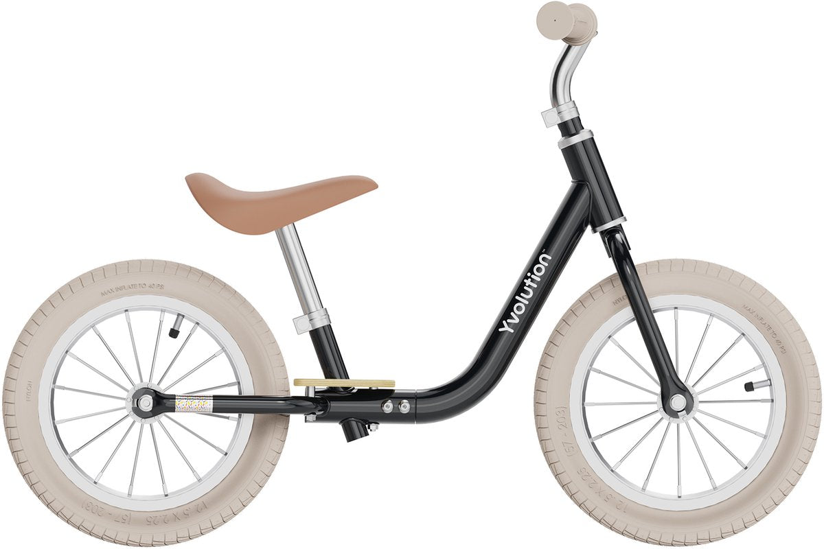 Yvolution - velo classic - balancecykel - vintage sort - justerbar sadel og styr