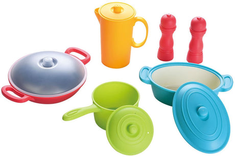 Playgo plastik pander og gryder køkken legesæt - 10 stk.