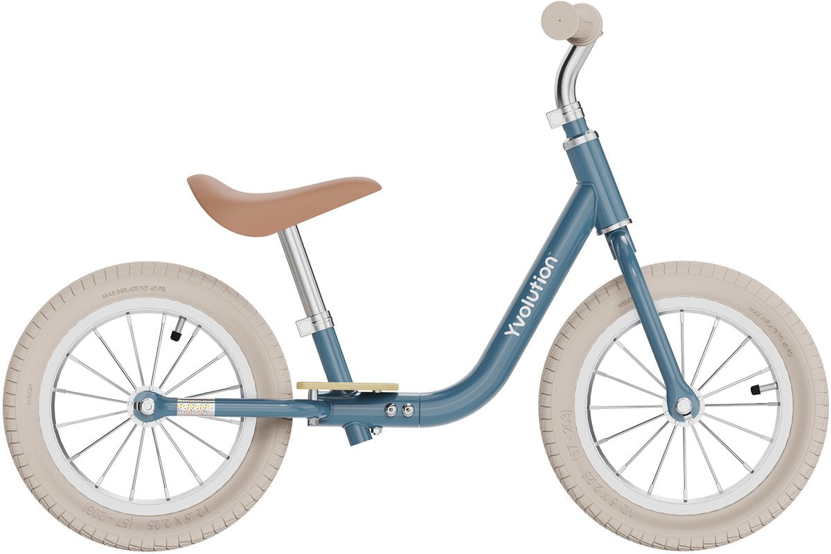 Yvolution - velo classic - balancecykel - vintageblå - justerbar sadel og styr