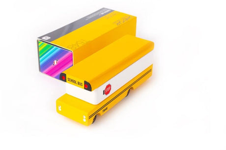 Candylab legetøj candycar world: skolebus (t548) 13,3x4,1x4,6cm, trykstøbt træ, i gaveæske, 3+