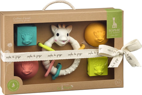 Sophie the giraffe so'pure early learning gavesæt - klodser, bolde bidering - babylegetøj - barselsgave - baby shower gave - 100% naturgummi - fra 3 måneder - 5 stk.