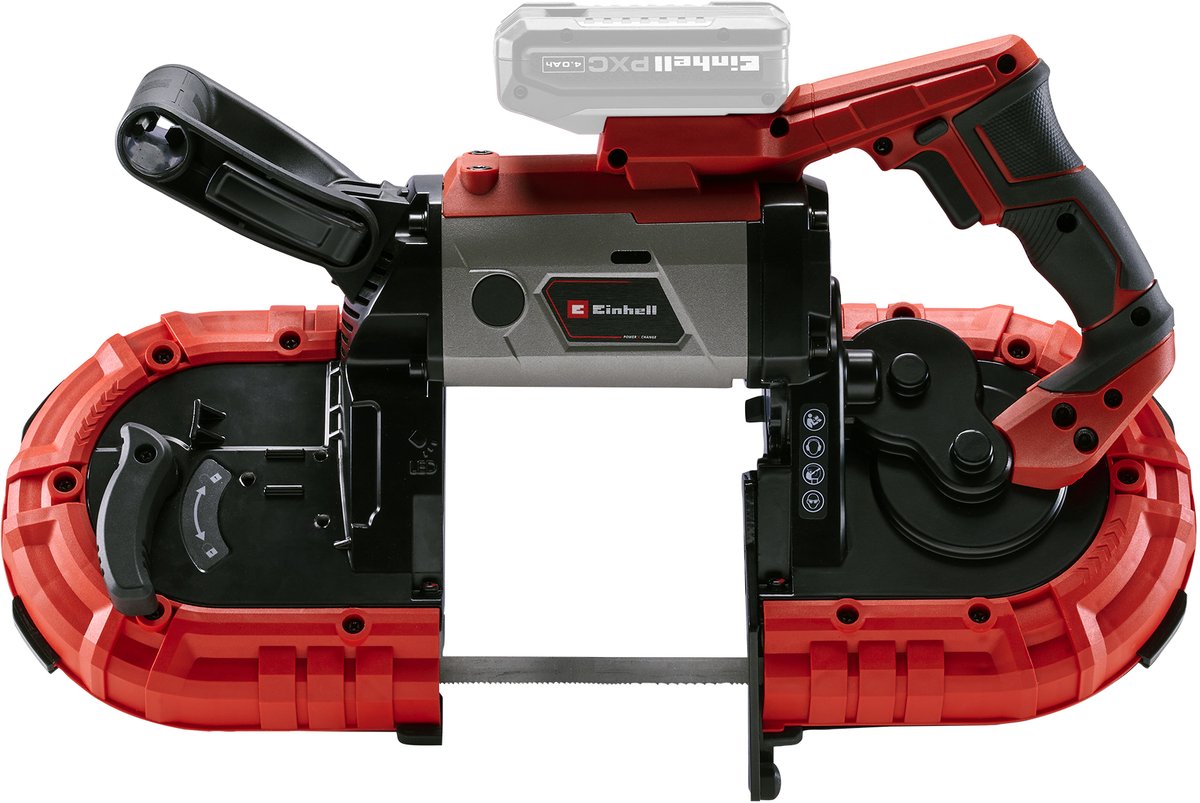 Einhell akku båndsav te-mb 18 127 li solo - power x-change - 18 v li-ion - skærehastighed: 120 m min - klippehøjde: 115 mm - skærebredde: 127 mm - vinkeljustering 0° til 47° - inkl. 2x savbånd - ekskl. batteri og oplader