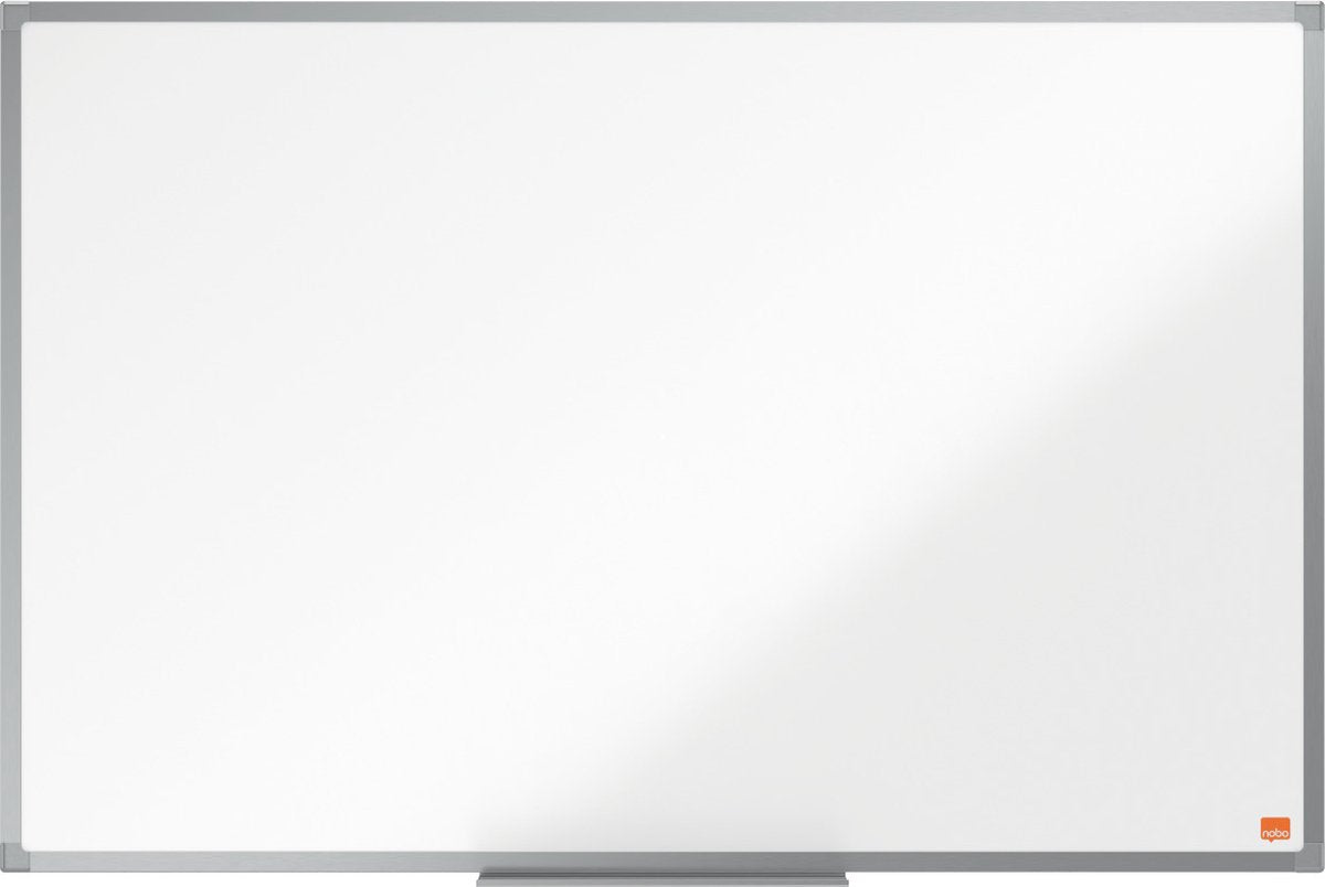 Nobo essence magnetisk whiteboard - 90x60cm - med pennebakke - lakeret ståltavle - hvid