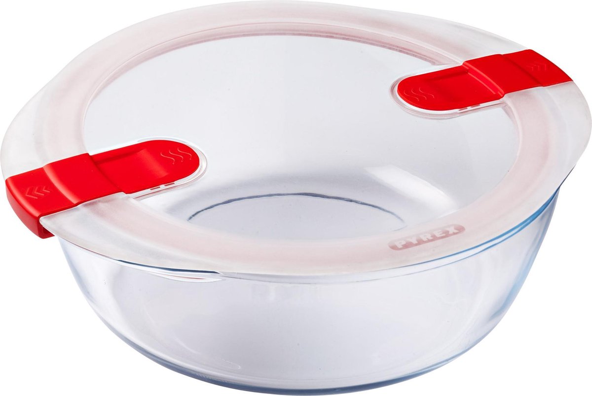 Pyrex cook, varm madbeholder rund med låg 26 x 23cm