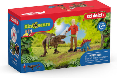 Schleich dinosaur - tyrannosaurus rex attack - dino legetøj - figur sæt - børnelegetøj til drenge og piger - 5 til 12 år - 4 dele