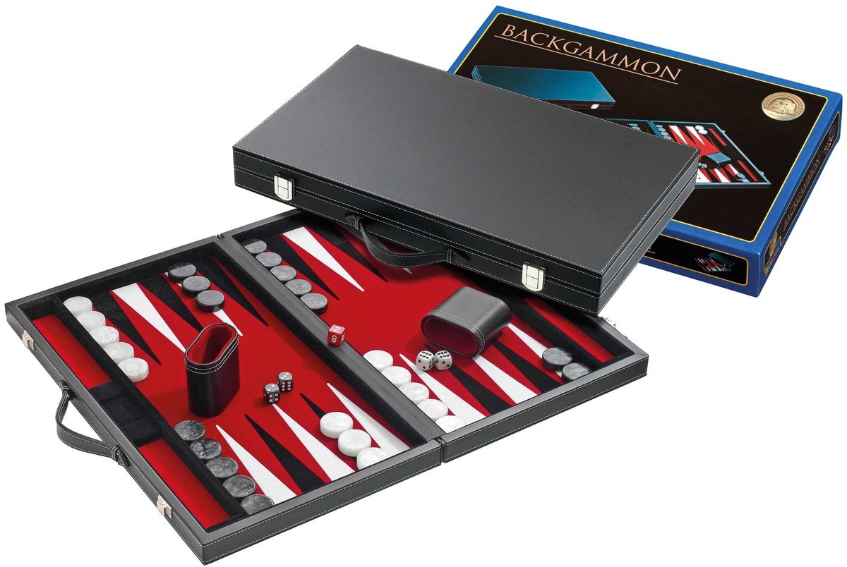 Philos backgammon etui mellem standard (rød)