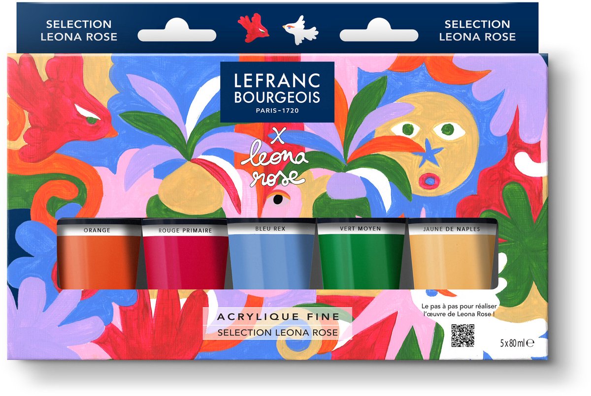 Lefranc bourgeois 302075 fint akrylsæt “leona rose” 5×80 ml | akrylmalingssæt til kunstnere