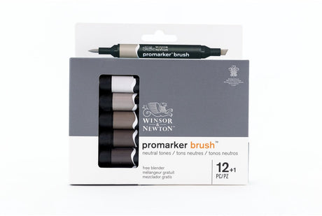 Winsor newton 0290144 promarker børste 12 grå neutrale toner | professionelle alkohol markører layout markører