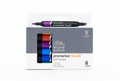 Winsor Newton 0290126 ProMarker Brush 6 Rich Tones Set | professionelle alkohol markører layout markører