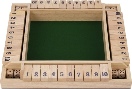 Longfield lukkede kassen – 4 spillere – gummitrækasse med indlagt filt – inklusive 8 træterninger – brætspil 29 x 29 x 3,5 cm – strategisk familiespil – englehjerte