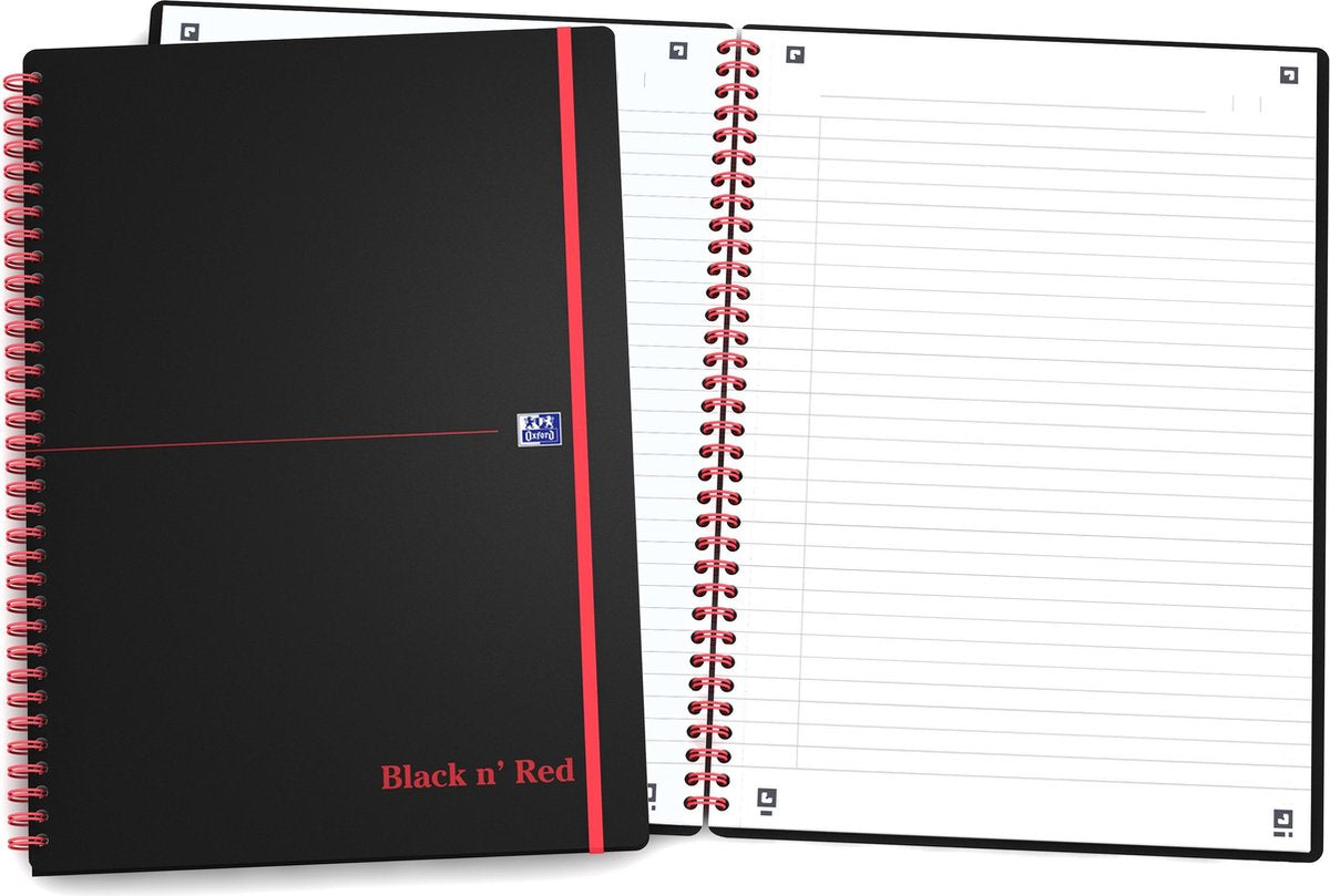 Oxford black n' red - notesbog - a5 - lined - 90g - softcover - sort