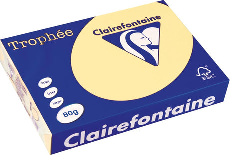 Clairefontaine trophée gekleurd papier, a4, 80 g, 500 vel, kanariegeel