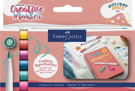 Faber-castell markør - kreativ guldfaber - børstepunkt b - sæt ferievibes - fc-161013