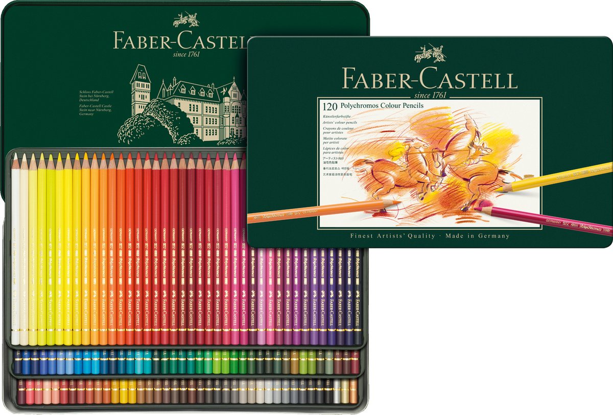 Faber-castell farveblyanter - polychromos - 120 stykker i en dåse - fc-110011