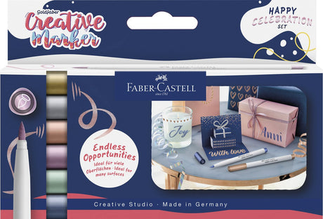 Faber-castell markør - kreativ guldfaber - børstepunkt b - sæt glad fest - fc-161006