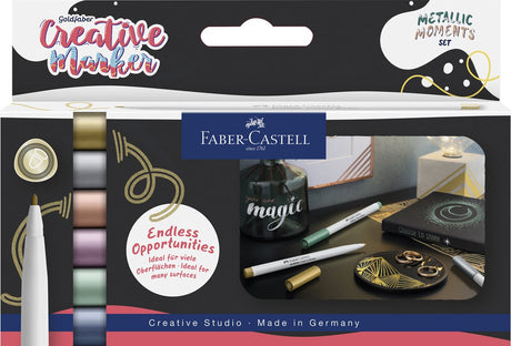 Faber-castell markør - kreativ guldfaber - børstepunkt b - sæt metalliske momenter - fc-161107