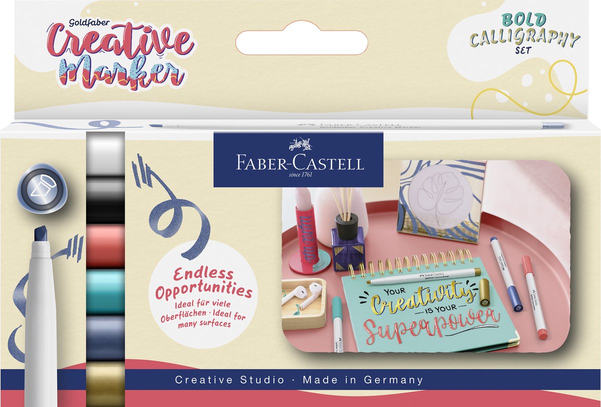 Faber-castell - tusch - creative goldfaber - mejselspids c - sæt bløde bogstaver - fc-160906