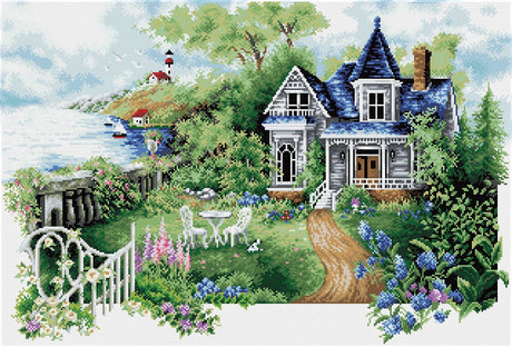 Diamond dotz® diamant dotz diamantmaleri sommer gemmested stort landskab.