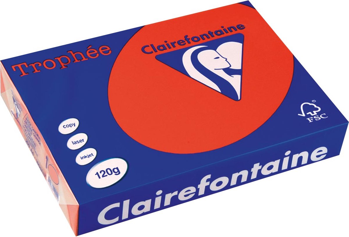 Clairefontaine farvet papir rød 120 g 21x29,5 cm