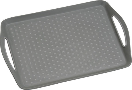 Kesper rektangulær bakke - skridsikker bakke - dyb bakke med skridsikker - med håndtag - 45,5 x 32 x 4,5 cm - farve: grå