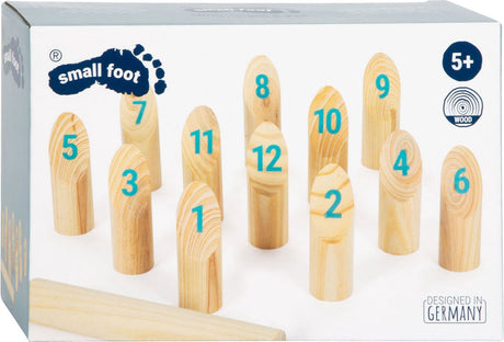 Lille fod - Wooden Kubb med sange, der kaster spil i taske, 13dlg.