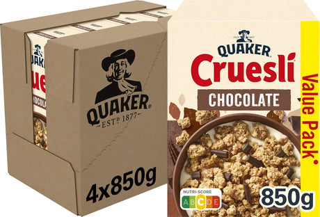 Quaker cruesli chokolade - morgenmadsprodukter - 4 x 850 gram