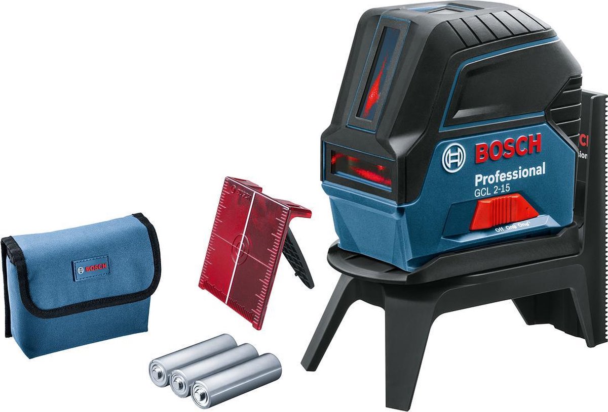 Bosch professionel gcl 2-15 kombinationslaser - inkl opbevaringstaske - batterier - lasersigtebræt
