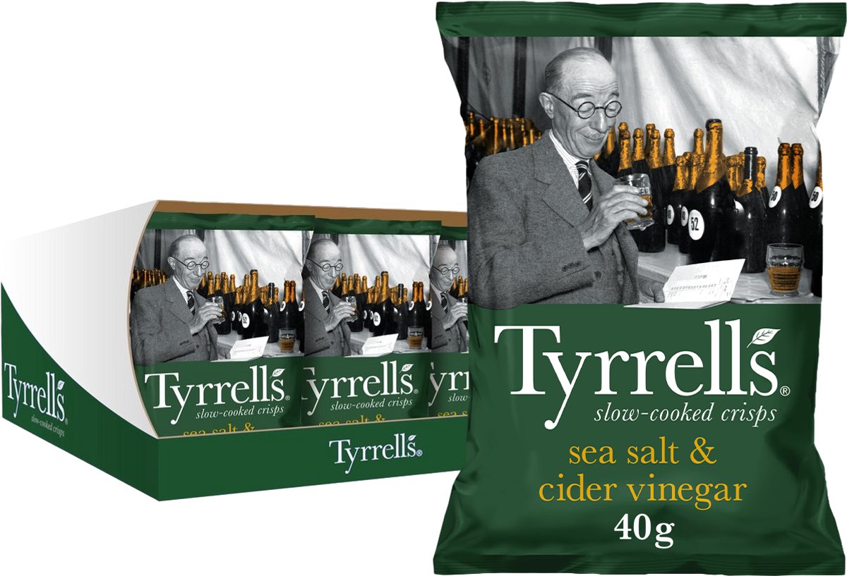 Tyrrells chips havsalt cider eddike 18 x 40 gram