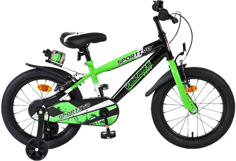 Volare Sportivo Børns cykel - Drenge - 16 tommer - Grøn sort - To håndbremser