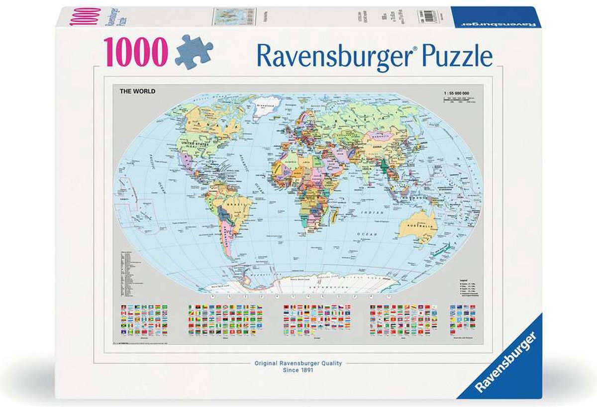 Ravensburger puslespil verdenskort - puslespil 1000 brikker pædagogisk.