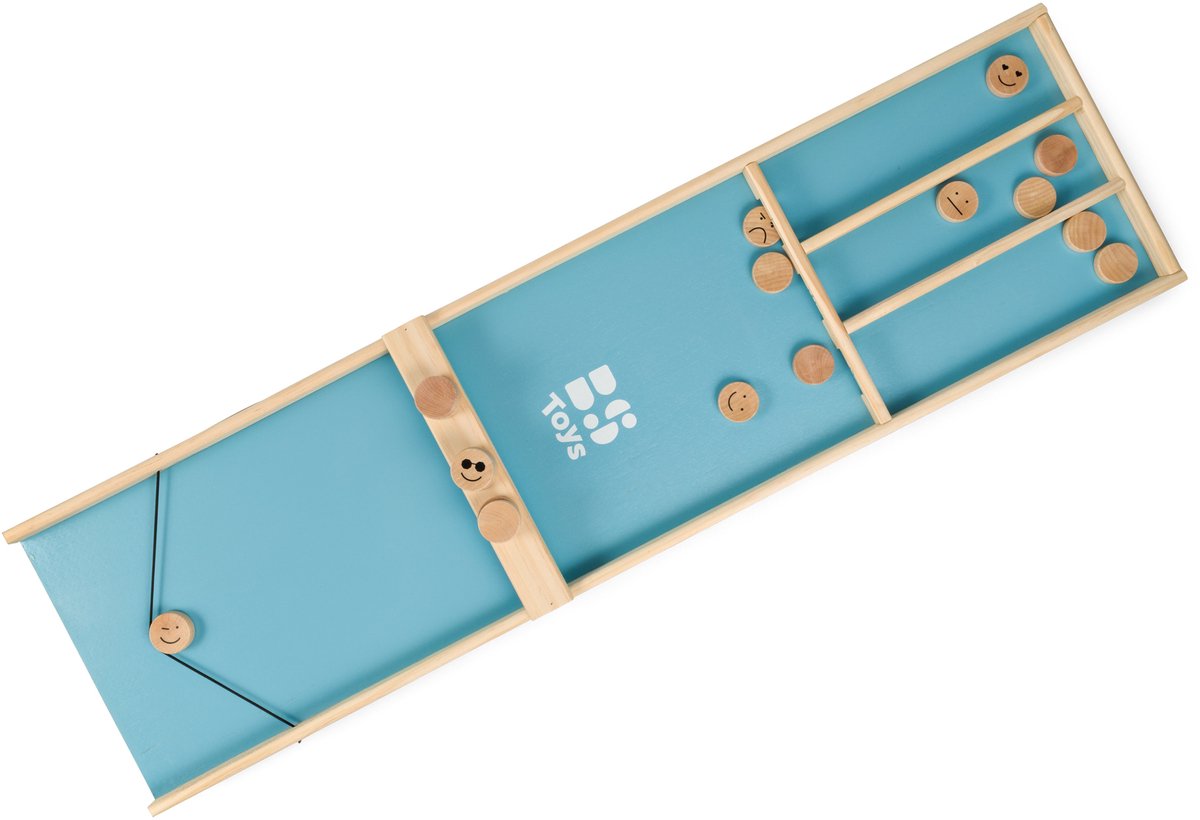 BS legetøj shuffleboard børnefamilie – shuffleboard i træ GA523 – shuffleboard – familiespil – 18 skiver – perfekt Sinterklaasgave – Julespil – brætspil for store og små