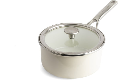 Kitchenaid stålkerne emalje gryde 16cm 1,3l - mandelhvid - induktion - pfas-fri