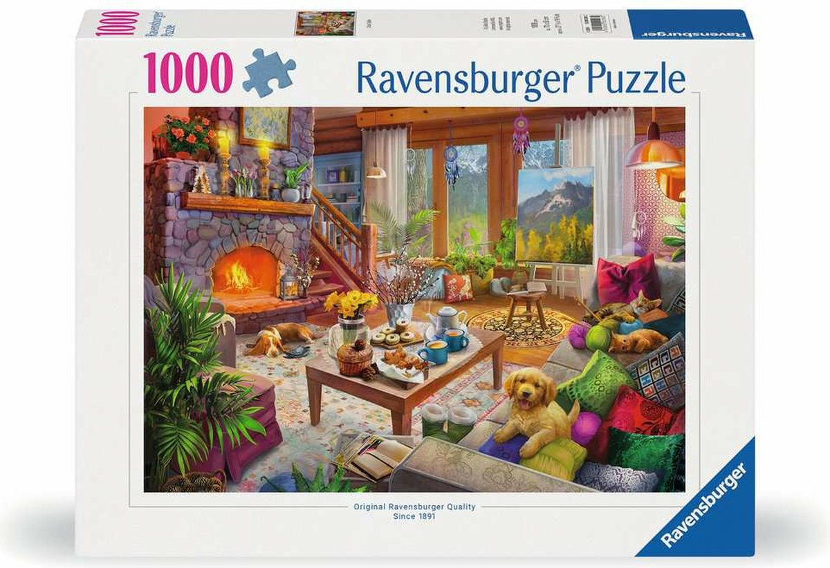 Ravensburger puslespil hyggelig hytte 1000 brikker landskabspuslespil.