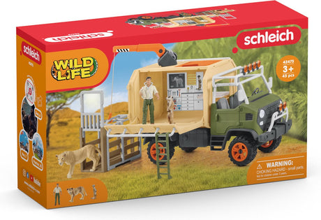 Schleich wild life legefigursæt - stor dyreredningsbil - børnelegetøj til drenge og piger - 3 til 8 år - 10 dele - 42475