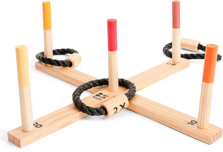 Bs legetøj ringkast kastespil - udendørs legetøj fra 6 år - ringkast - kastespil børn - 5 ringe - 50x50x10 cm - ringkast - kaste spil med træ - børneleg - udendørs legetøj - udendørs spil - udendørs spil - havelegetøj - gave til barn