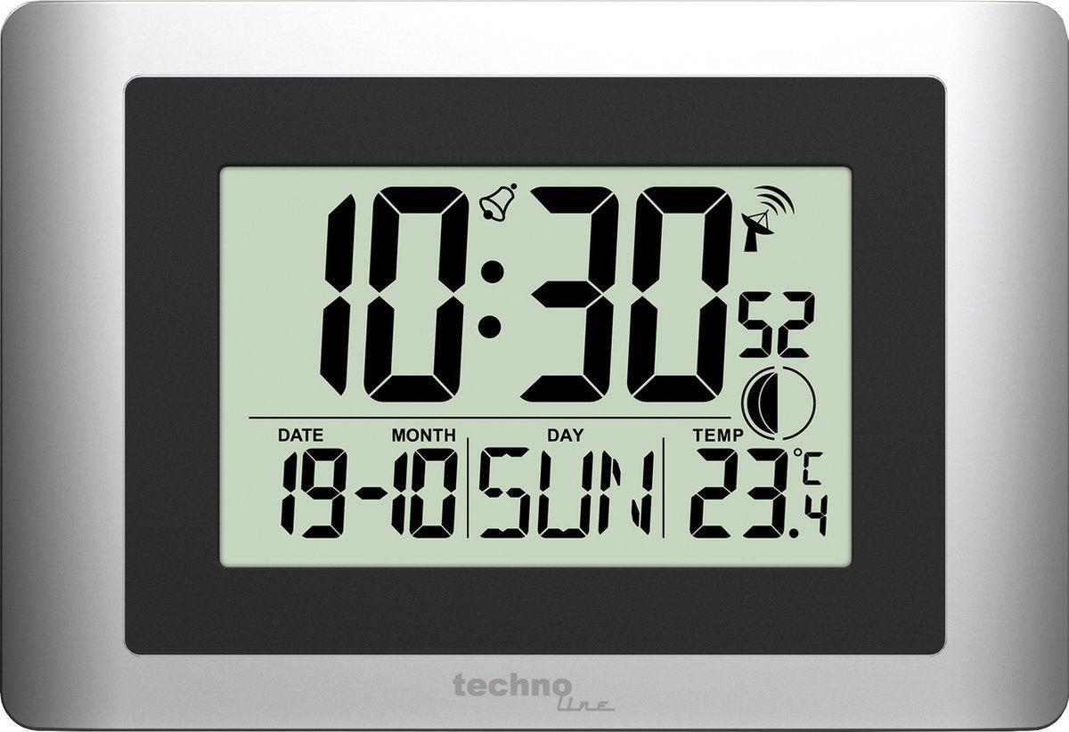 Technoline digitalt vægur ws 8028 220x150x56mm sølv