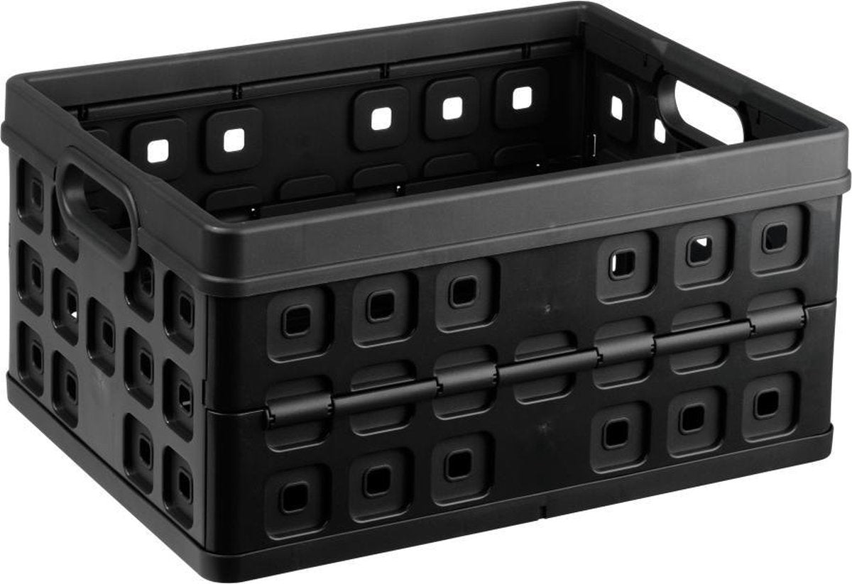 Soltøj firkantet foldekasse 32l - 49x36x24,5 cm - sort indkøbskasse