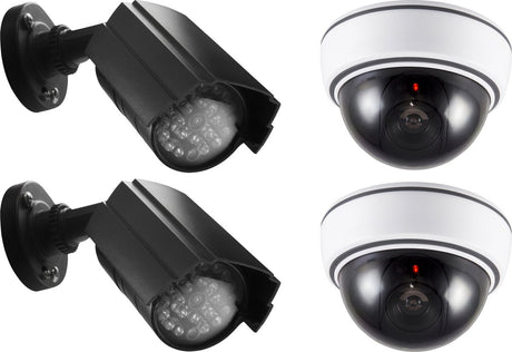Alecto dc-kit - dummy camera's 4 stuks - diefstal preventie set met binnen- en buitencamera's en stickers