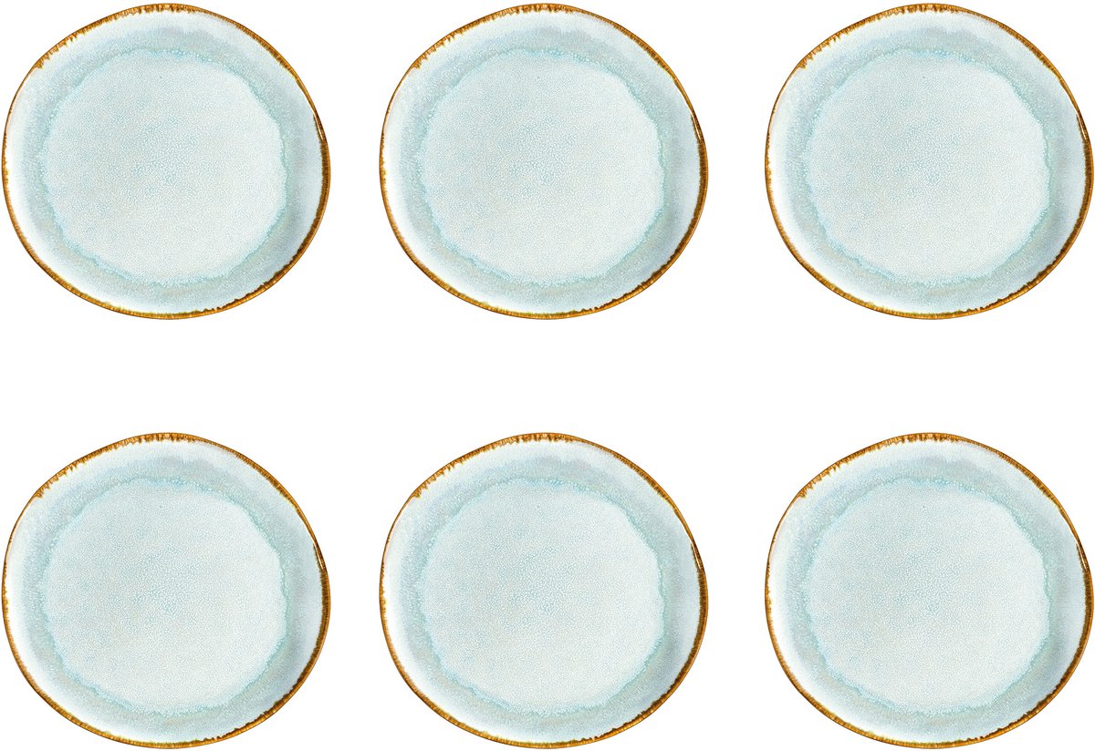 Medard de noblat - shadow aqua - middagstallerken 28 cm - 6 stykker - stentøj