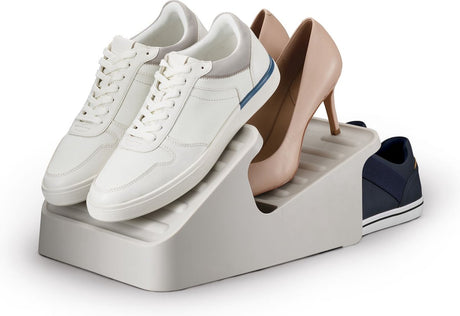 Joseph joseph shoe-in™ pladsbesparende skostativ - ecru - stabelbart moderne design - 3 par sko