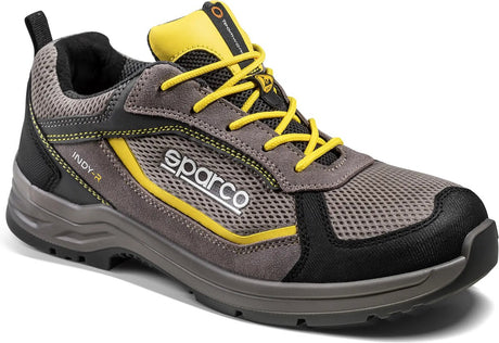 Sparco indy edmonton – sikkerhedssko s1ps med flexgrip+ sål og åndbart mesh – beige-gul – størrelse – 39