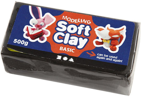 Creativ company soft clay - sort, 500gr.