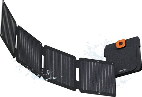 Xtorm bærbart solpanel foldbart - 28w solpanel - solar booster - udendørs camping - solenergi - fleksibelt - monokrystallinsk solpanel - efte - sort