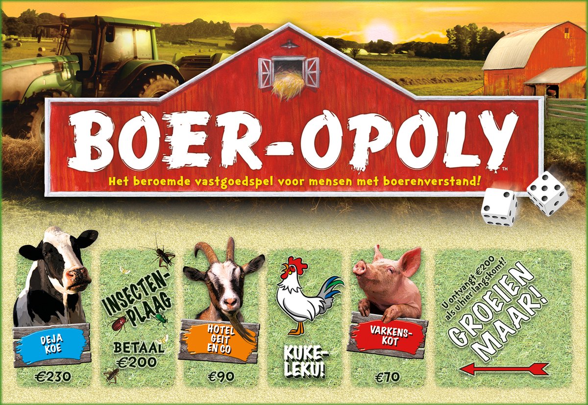 Opoly farmer - humoristisk ejendomsspil på hollandsk