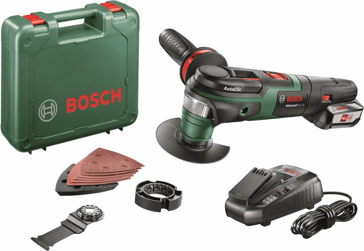 Bosch advancedmulti 18 multiværktøj - med etui - med 1x 18 v batteri og oplader