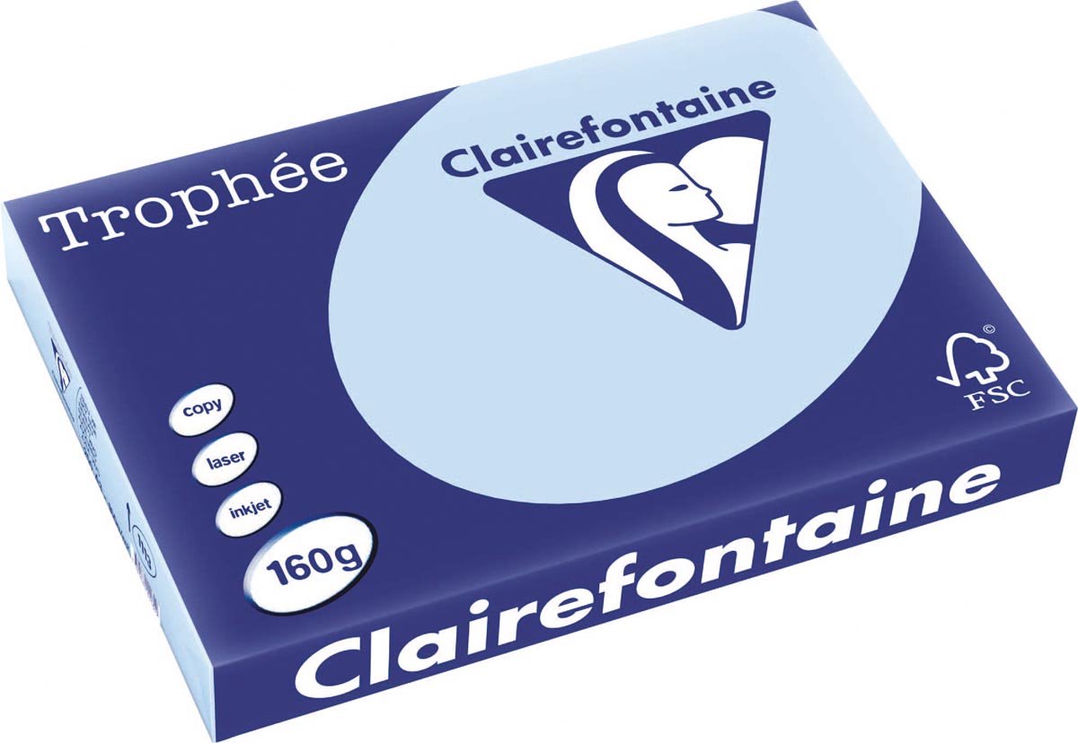 Clairefontaine trophée pastel a3 blå 160 g 250 ark