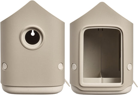 Elho hyggeligt fuglehus og foderhus - fuglehus og foderhus - 100% genbrugsplastik - l17,6 x b18 x h23 cm - champignon beige