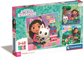 Clementoni Jigsaw Puzzle Super Color Square Gabbys dukkehus, 3x48st.
