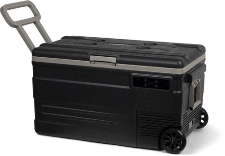 Steamy -e single zone roller elektrische compressor koelbox op wielen - single zone - 74 liter - 12v en 230v - voor auto en camping - zwart