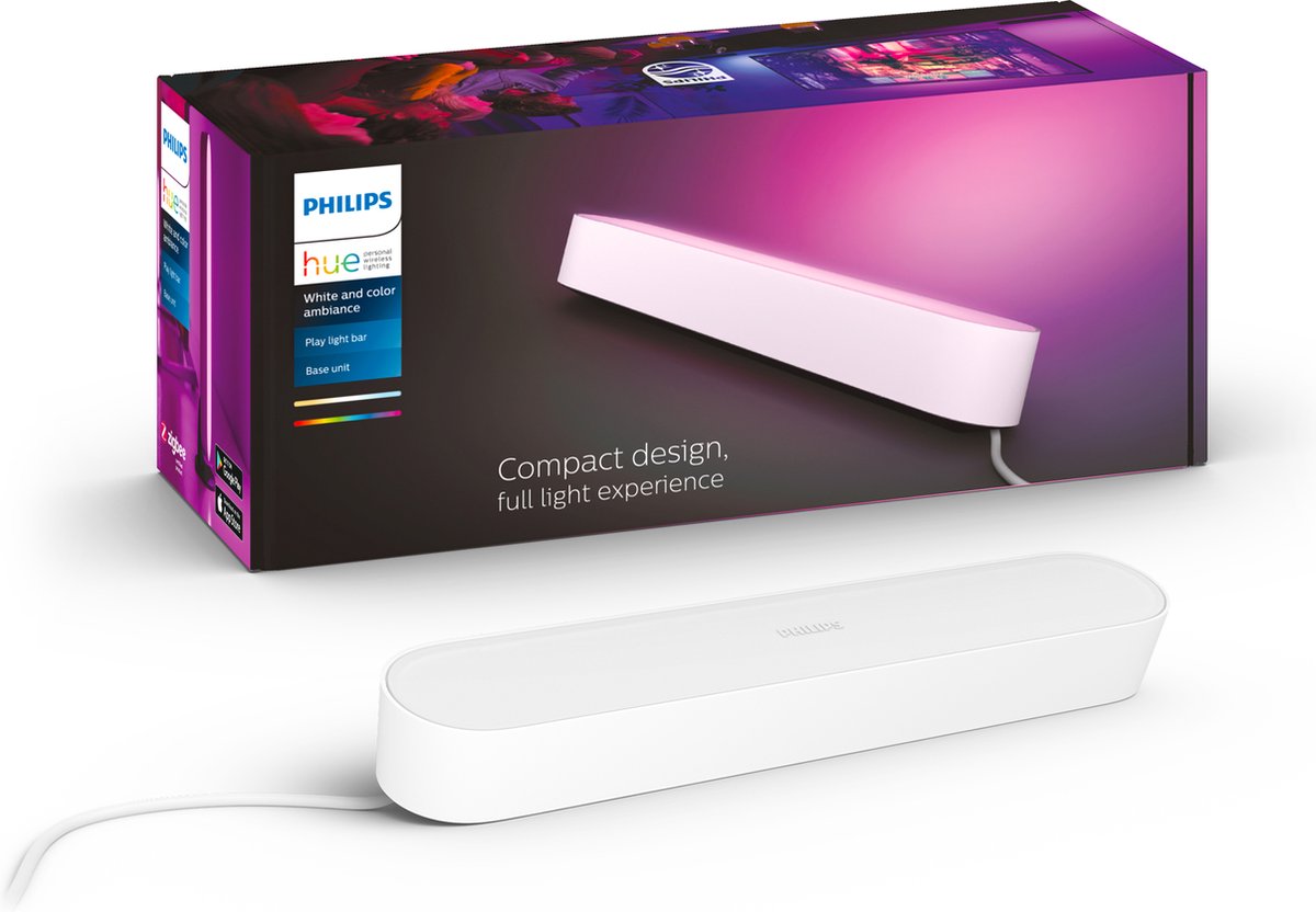 Philips hue play lysbjælke - hvid og farvet lys - hvid - 1-pak - base